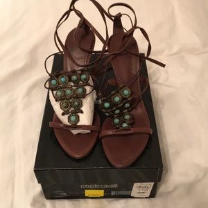 Roberto Cavalli Brown Heels Size 38 1/2 NWT